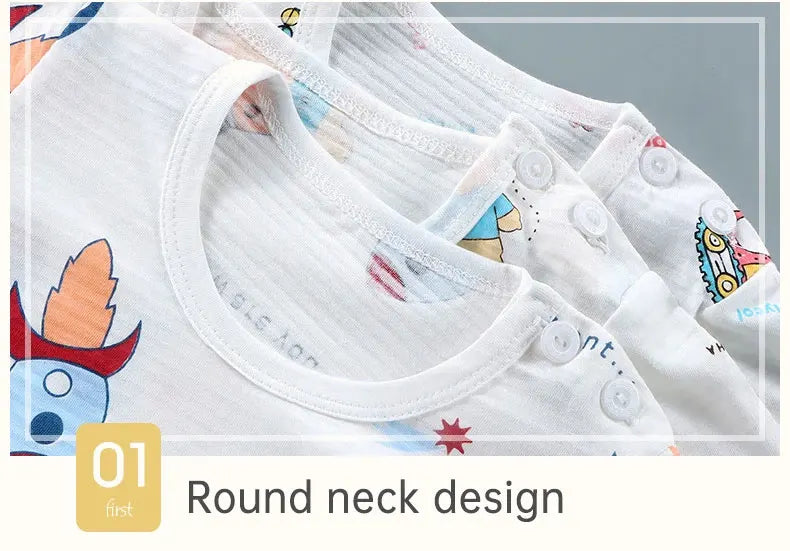 Popular in SummCottonSafe Baby Children Clothes  Set Cute Cartoon Short Sleeve Home Pajama Set Sleepwear Soft Breathable