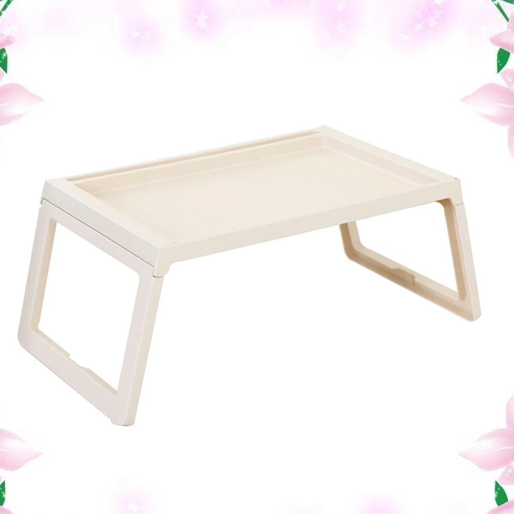 Laptop Stand Bed Folding Bedside Table Desk Foldable Computer Breakfast Beige Student Study  Work Laptop for Breakfast Desk
