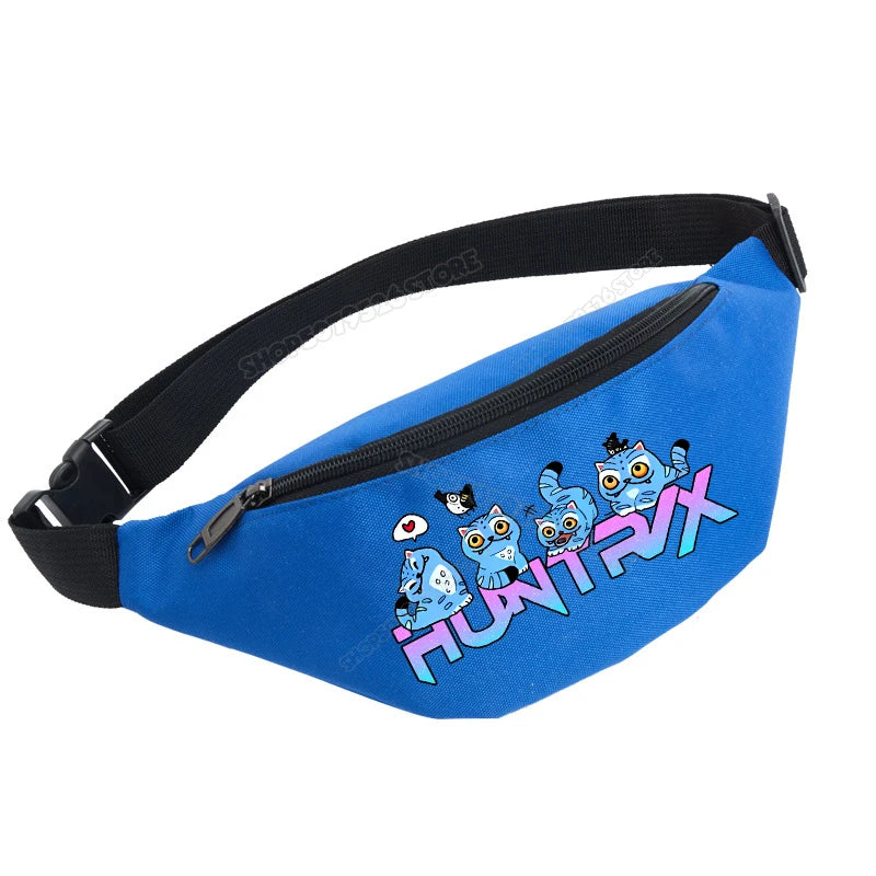 KPop Demon Hunters Girl Waist Bag Movie Anime Kids Fanny Packs Cartoon Cute Crossbody Chest Packs Lightweight Child Belt Bum Bag