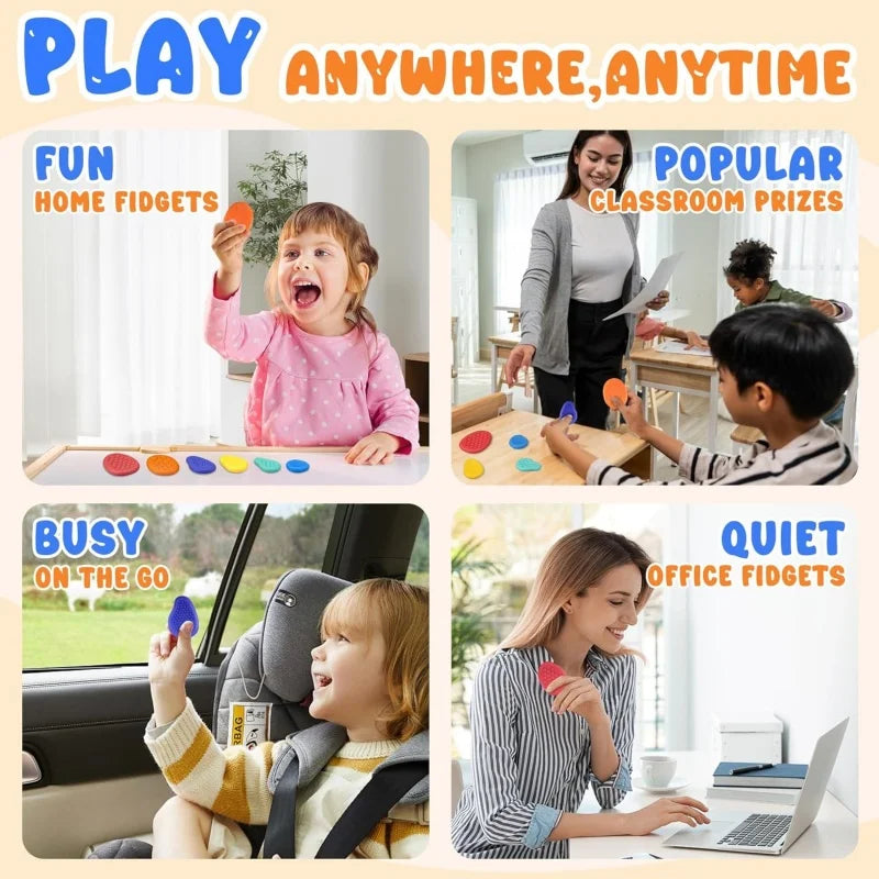 6PCS Fidget Toys Sensory Stone Set Soft Textured Worry Stones for Autism Calming Silicone Sensory Autism Toys for Anxiety Relief