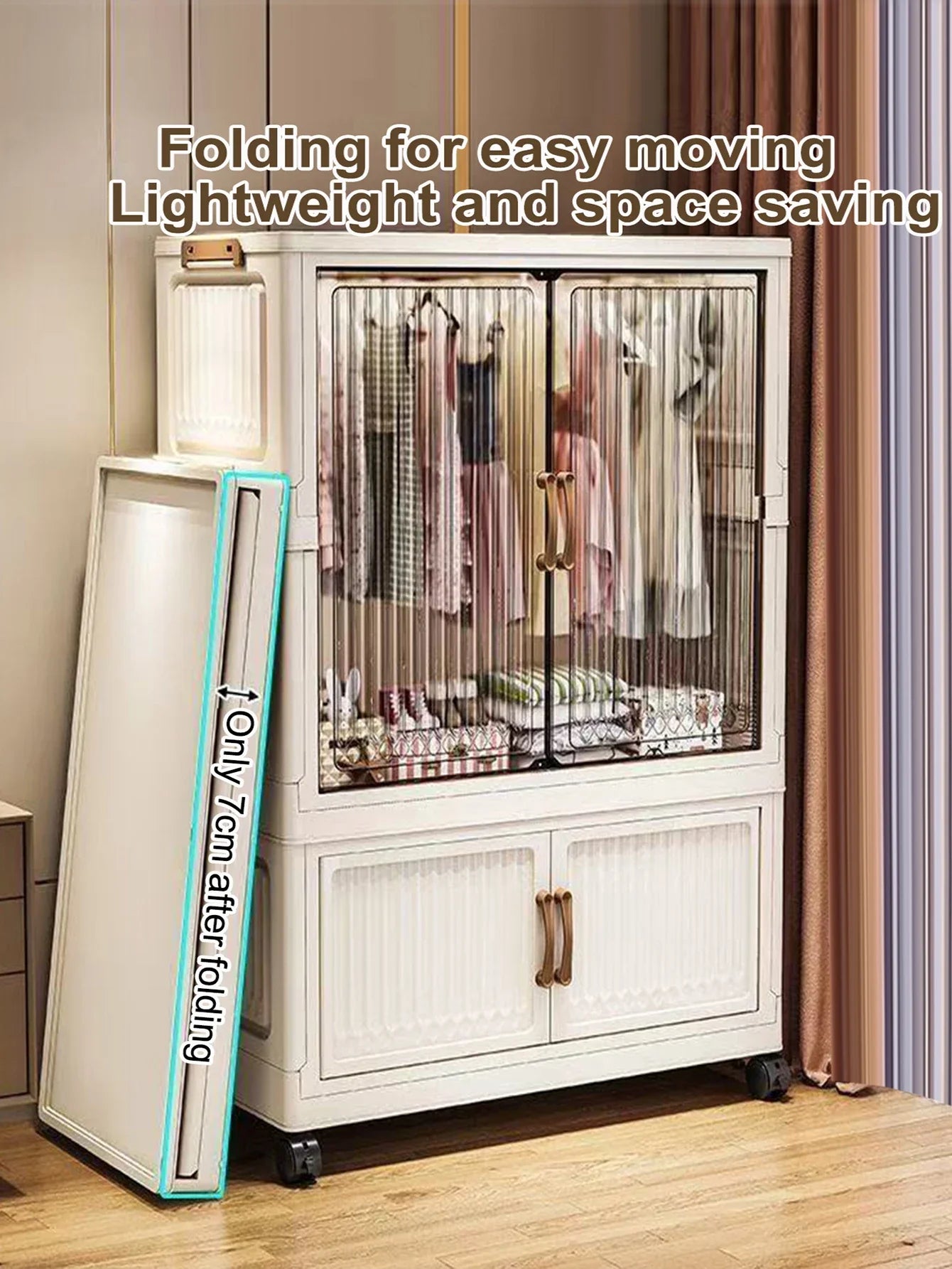 70/80cm Length Multifunction Folding Locker Large Capacity Dustproof Wardrobe Sundries Cabinet Closet Organizer