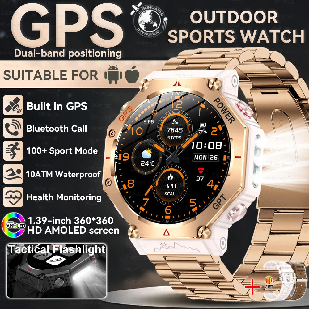 Military Smart Watch T-Rex 3 Bulit-in GPS Compass Altimeter Barometric 10ATM IP69K Waterproof AMOLED Bluetooth Call Smart watch