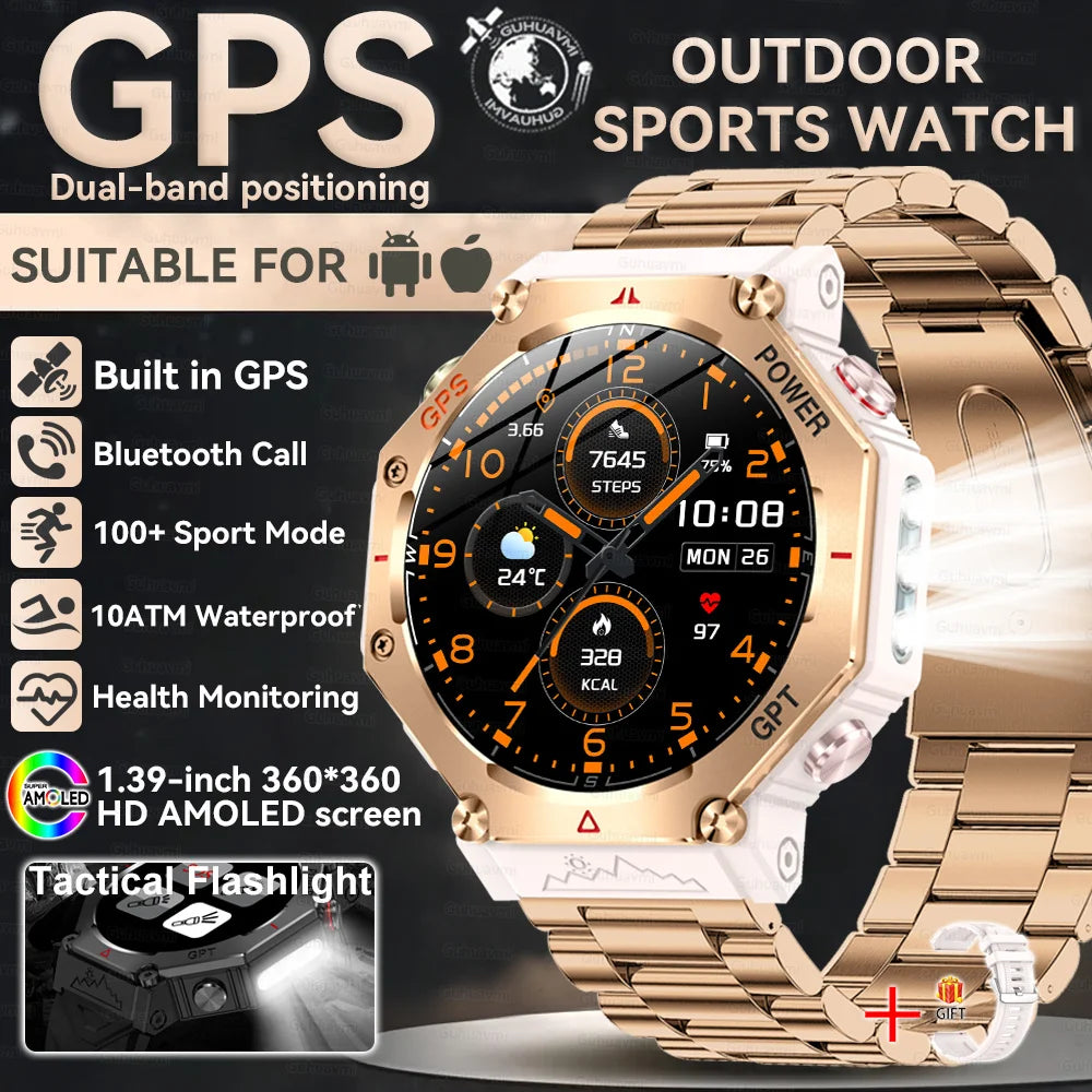 Military Smart Watch T-Rex 3 Bulit-in GPS Compass Altimeter Barometric 10ATM IP69K Waterproof AMOLED Bluetooth Call Smart watch