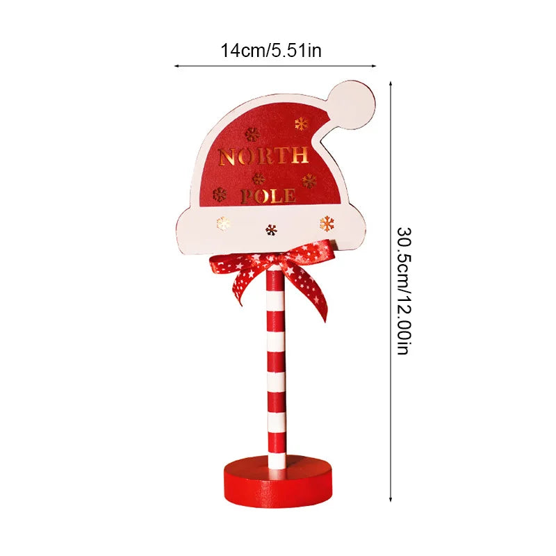 Christmas Retro Lamp LED Light Santa Stop Here Street Sign Xmas Wooden Desktop Home Decoration Navidad 2025 New Year Kids Gift