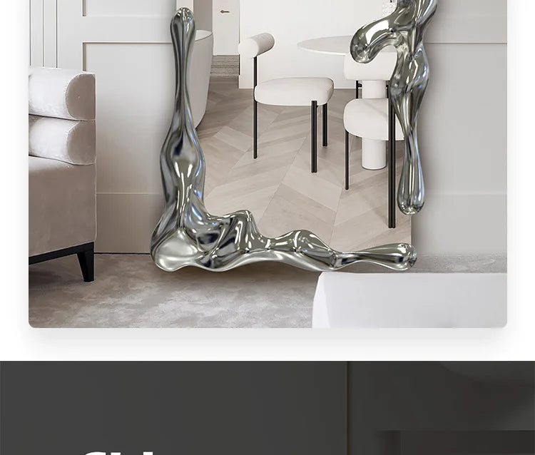 Wall hanging water ripple household villa model room floor mirror full-length mirror visual decoration