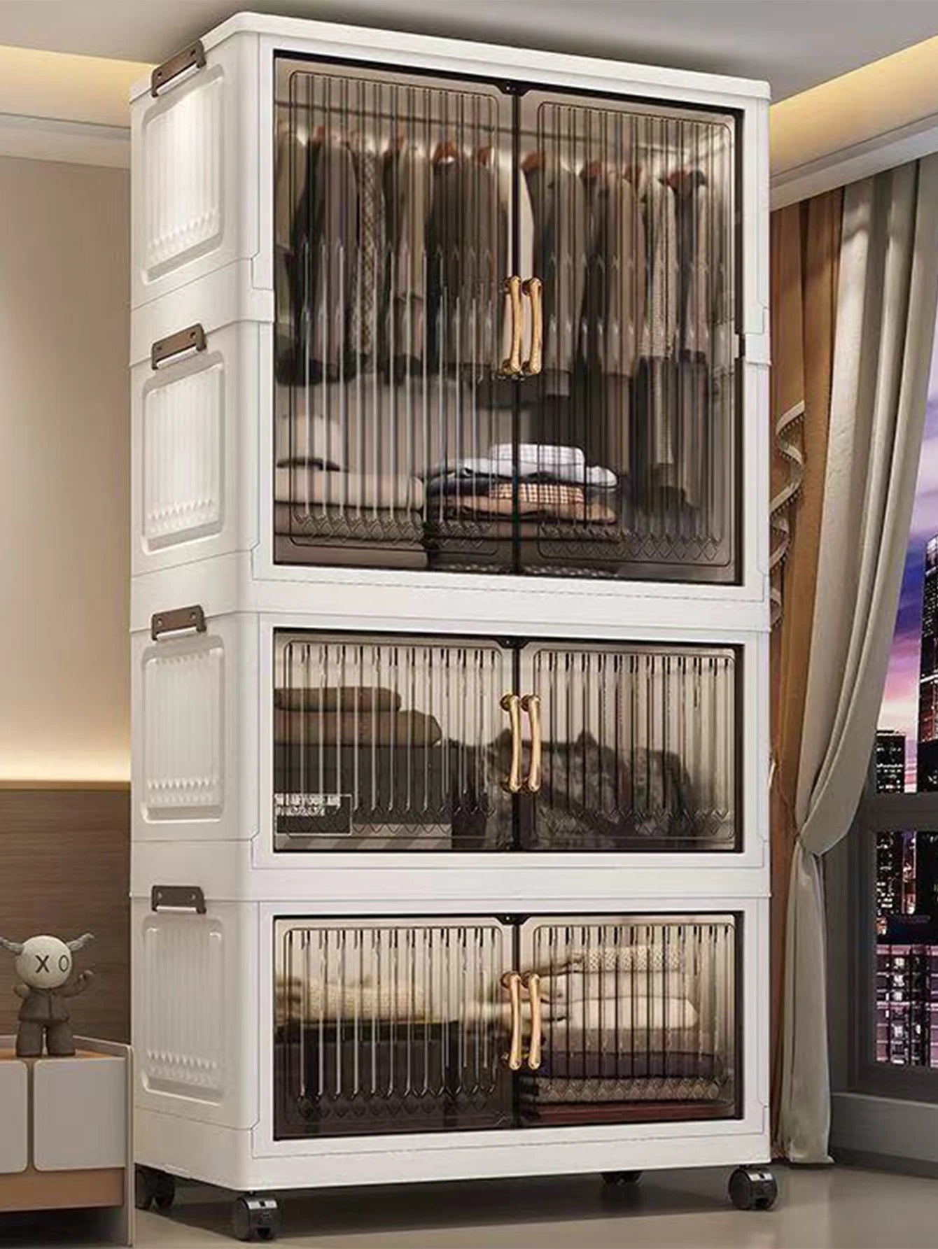 Multifunction Folding Storage Cabinet Dustproof Wardrobe Sundries Cabinet Closet Organizer Locker Storage Box