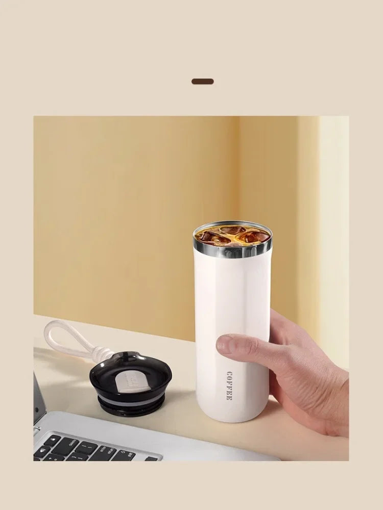 JUSTINLAU Business Thermal Mug Insulated Water Cup Stainless Steel Portable Cold Coffee Cup Gift Cup Leakproof Travle Drinkware