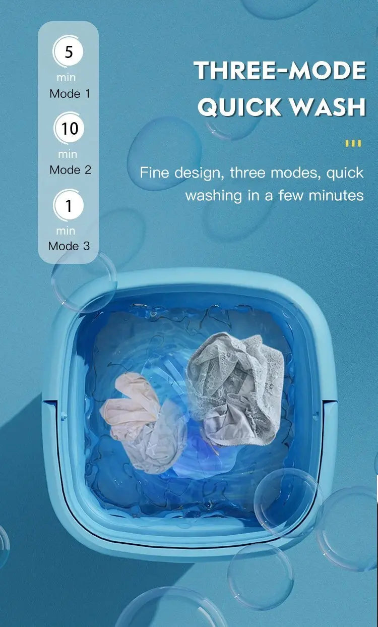 Portable folding washing machine With Spin Dryer Household Automatic Blue Light Sterilization Mini Underwear Laundry Washer