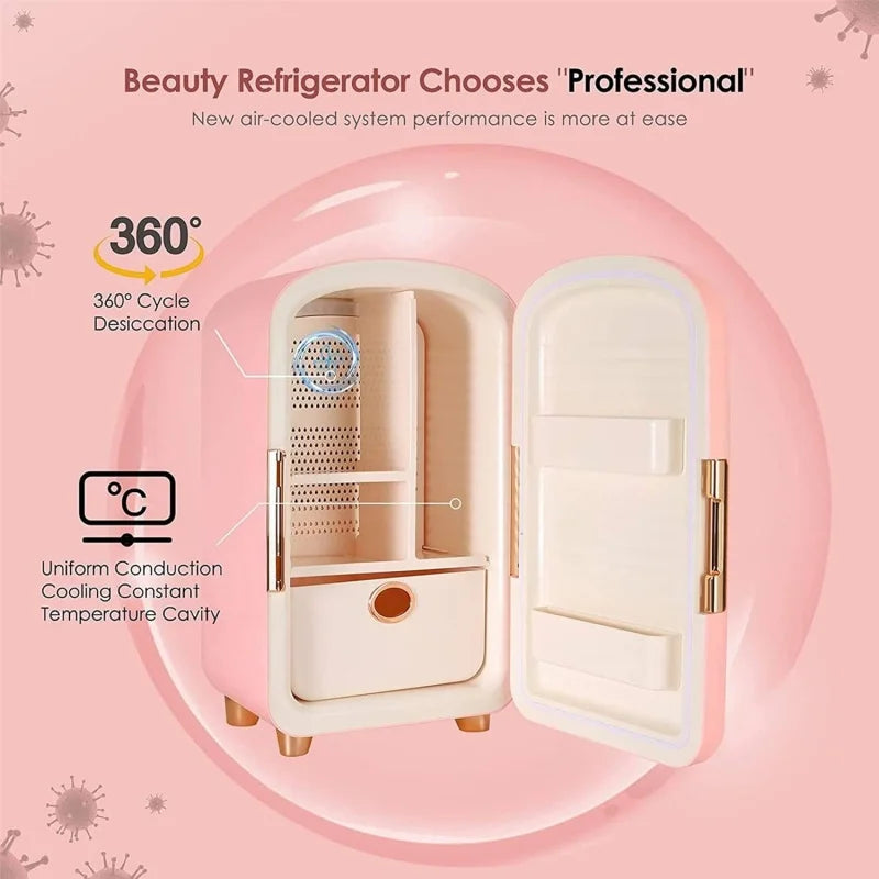 Mini Skin Care Fridge Makeup Cooler 8-18°C Constant Temperature LED Light Beauty Refrigerator for Bedroom Skin Care & Cosmetics