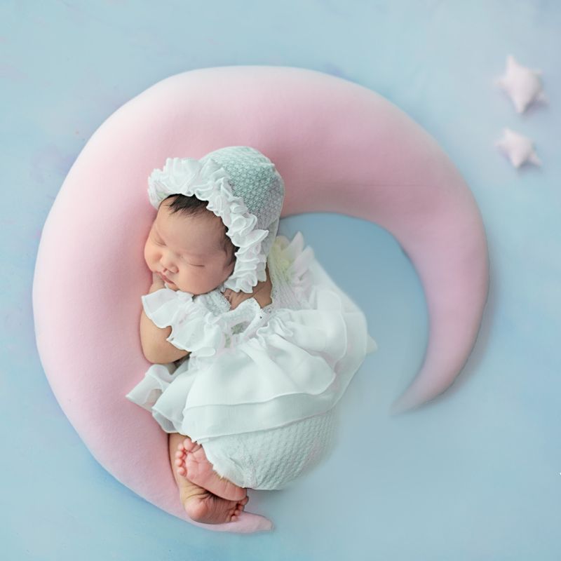 ❤️Newborn Photography Props Accessories Posing Crescent Pillow+Stars+Hat 6Pcs/Set Studio Baby Photo Decoration Moon Fotografia