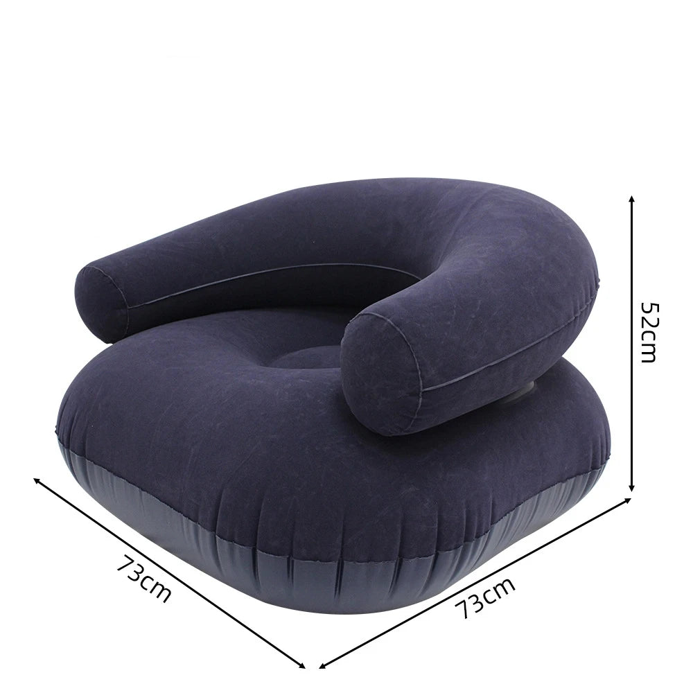 Lazy U-Shaped Inflatable Sofa Chairs Flocking Pvc Lounger Seat Outdoor Camping Living Room Portable Folding Air Single Sofa