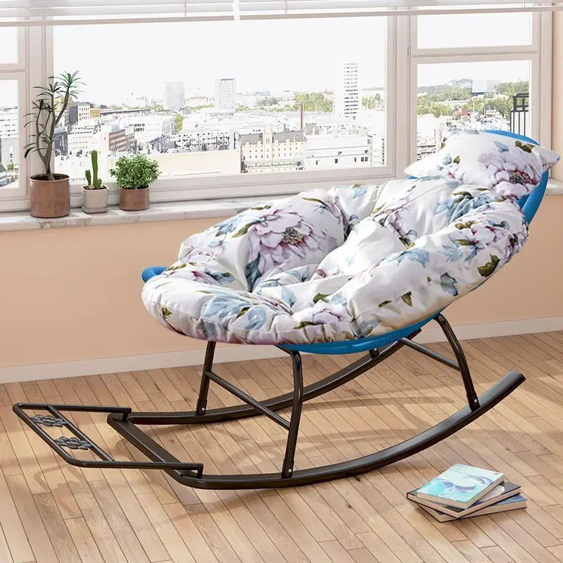 Rocking Recliner Garden Chair Widened Rocking Recliner Rattan Rainbow Rocking Chair Home Living Room Leisure Recliner