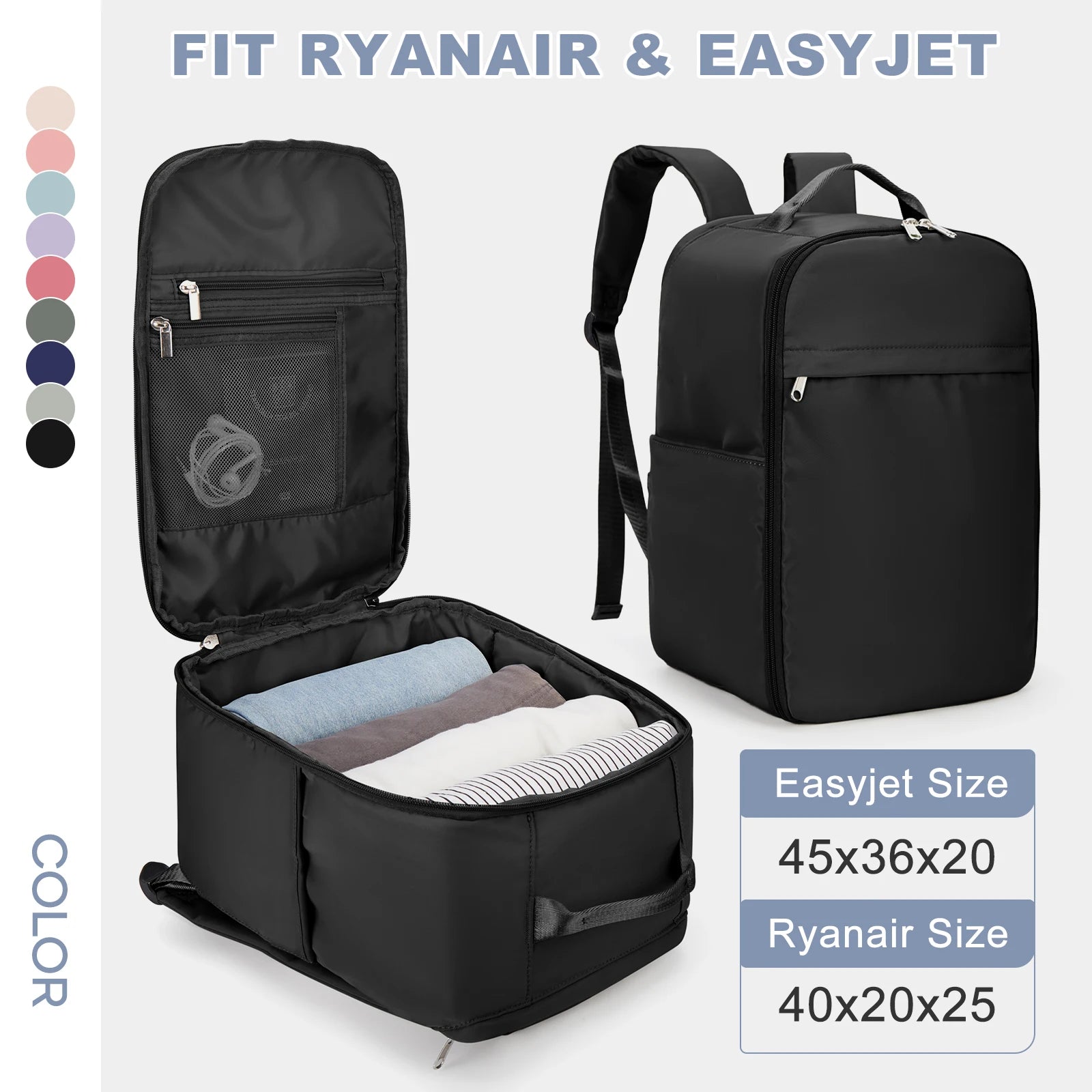 Ryanair Backpack 40x20x25 Cabin Bag, Hand Luggage Travel Backpack for Easyjet Cabin Bag 45x36x20, Laptop Backpack for Women/Men