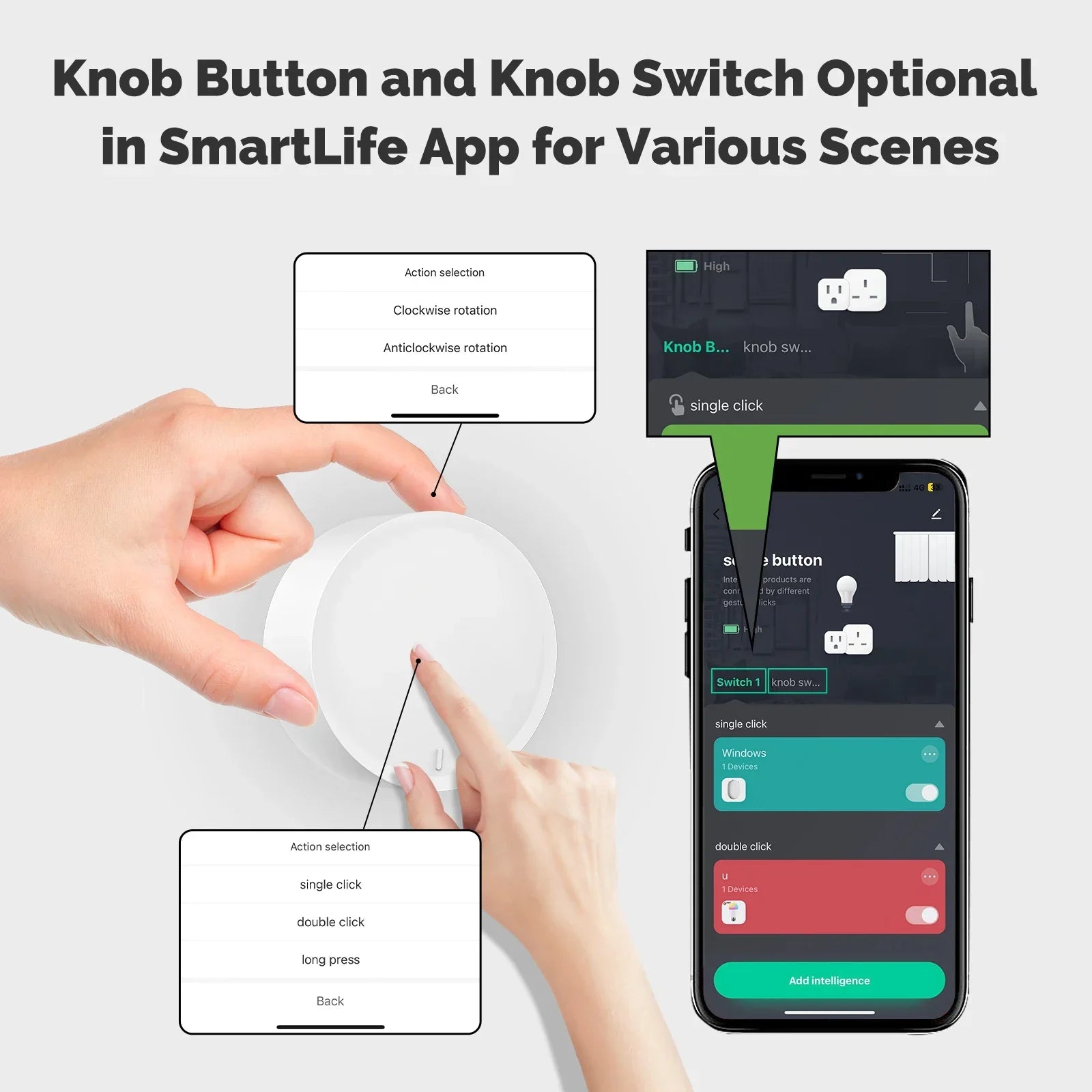 MOES ZigBee Smart Knob Switch Button Tuya Wireless Scene Controller Battery-Powered Automation Scenarios work with SmartLife App