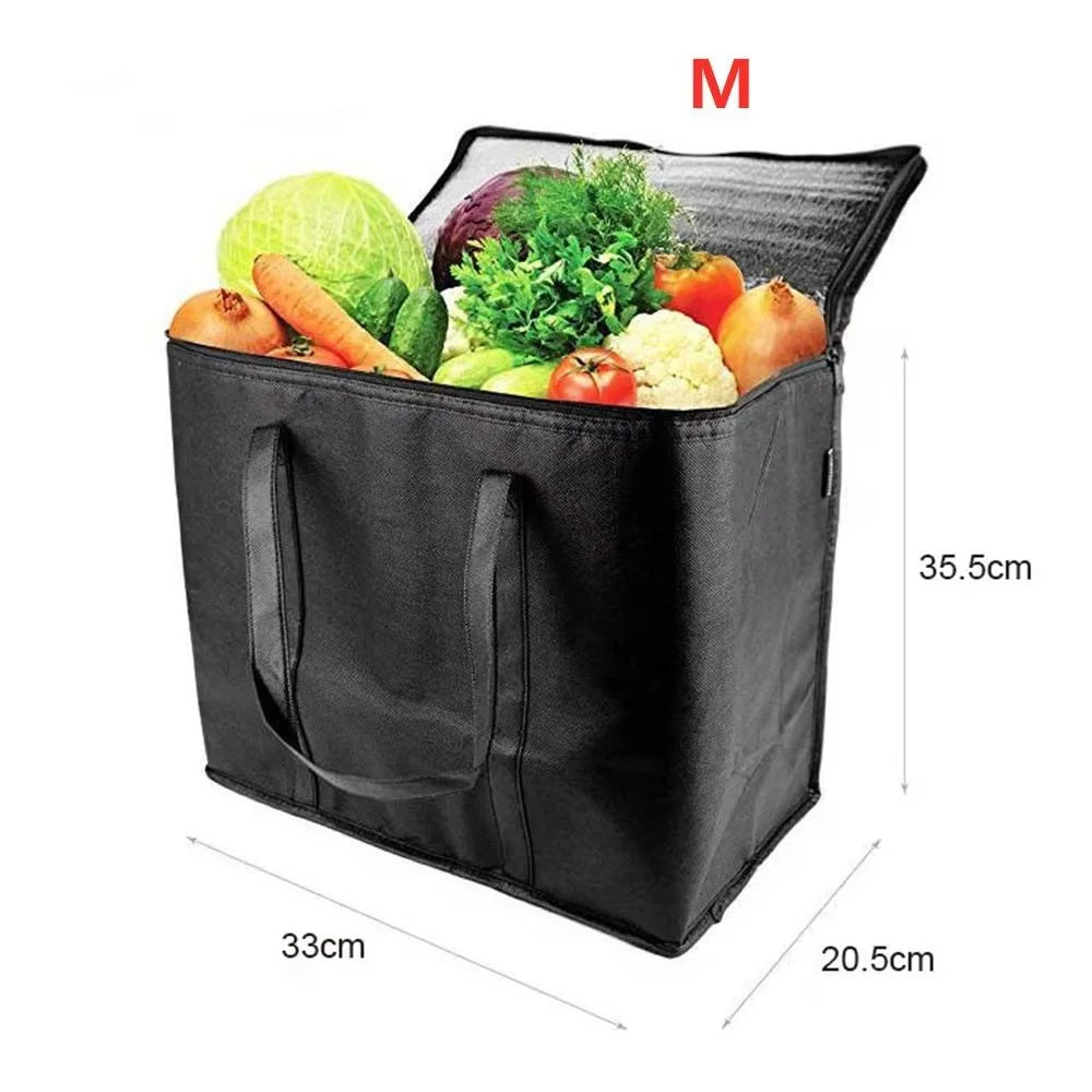 Large Capacity Insulated Grocery Bags Foldable Reusable Soft Cooler Bag Lightweight Hot Cold Takeout Food Delivery Bag