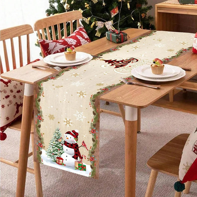 Christmas Table Runner Christmas Party Decoration 2025 Xmas Santa Claus Snowman Table Runner Navidad Natal New Year Gift 2026