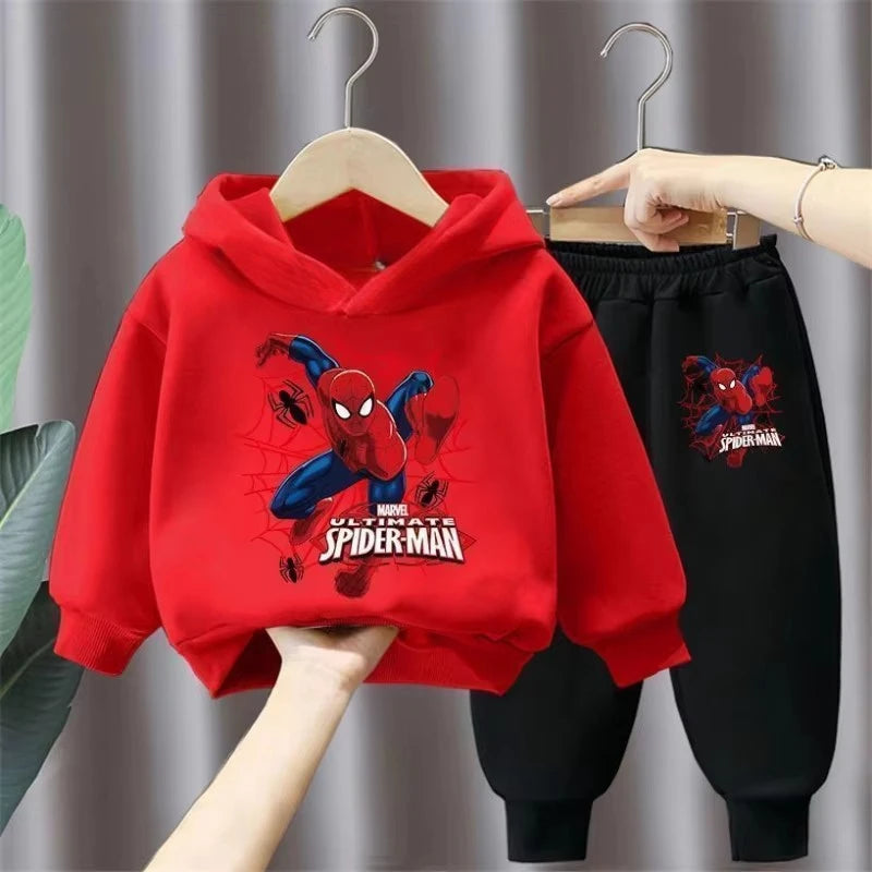 Marvel Spring Autumn Children's Clothing Sets Spiderman Boys Sweatshirt+Sweatpant 2pcs Kids Hooded Sport Pullover Set Tracksuit