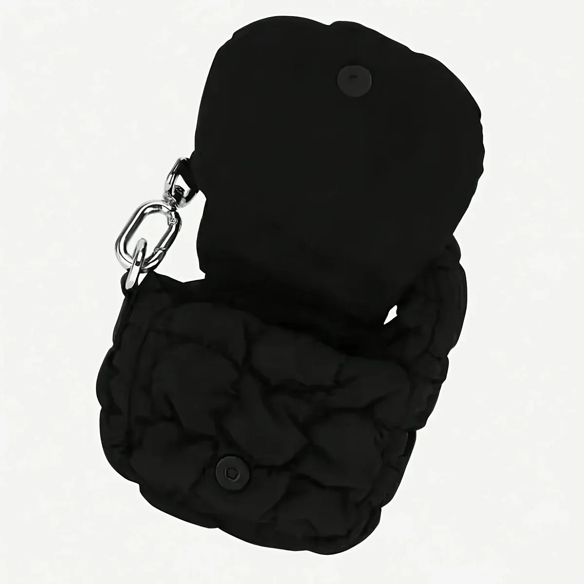 Mini Bag Edgy Black Mini Cloud Waist Pack Lightweight Solid Secure Button Closure with Decorative Coin Purse and Headphone Bag