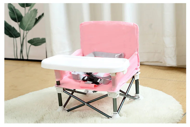 Baby Foldable Portable Dining Chair With Plate Seat Belt Children's Beach Chair Camping Child Comfortable Feeding Seat Baby