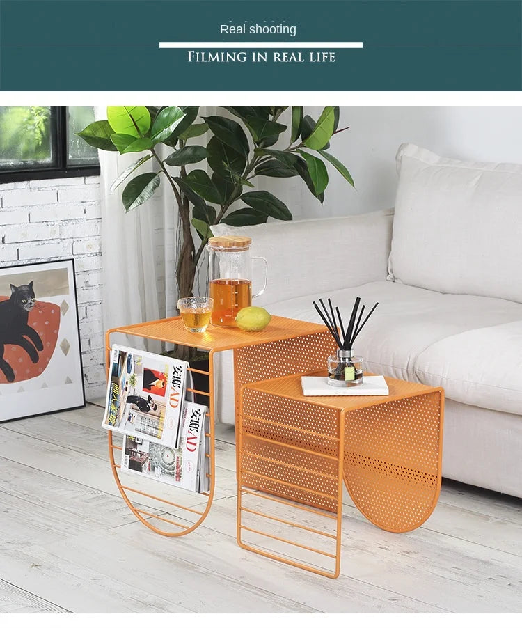 Nordic Multifunctional Wrought Iron Sofa Coffee Table Home Living Room Furniture TV Cabinet Combination Coffee Table Decoration