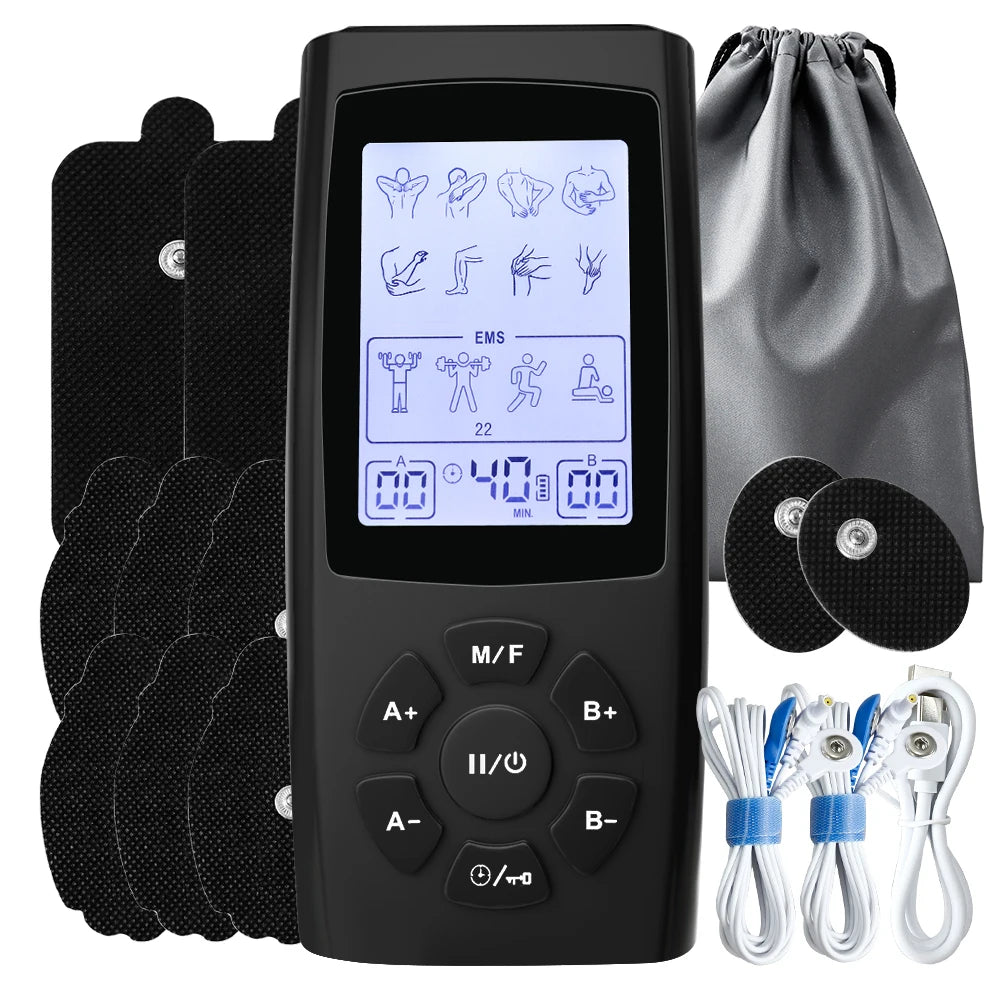 Tens Electroestimulador Pulse Acupuncture Massager 40 Levels EMS Muscle Stimulators Relaxation Medical Pain Relief with 10 Pads