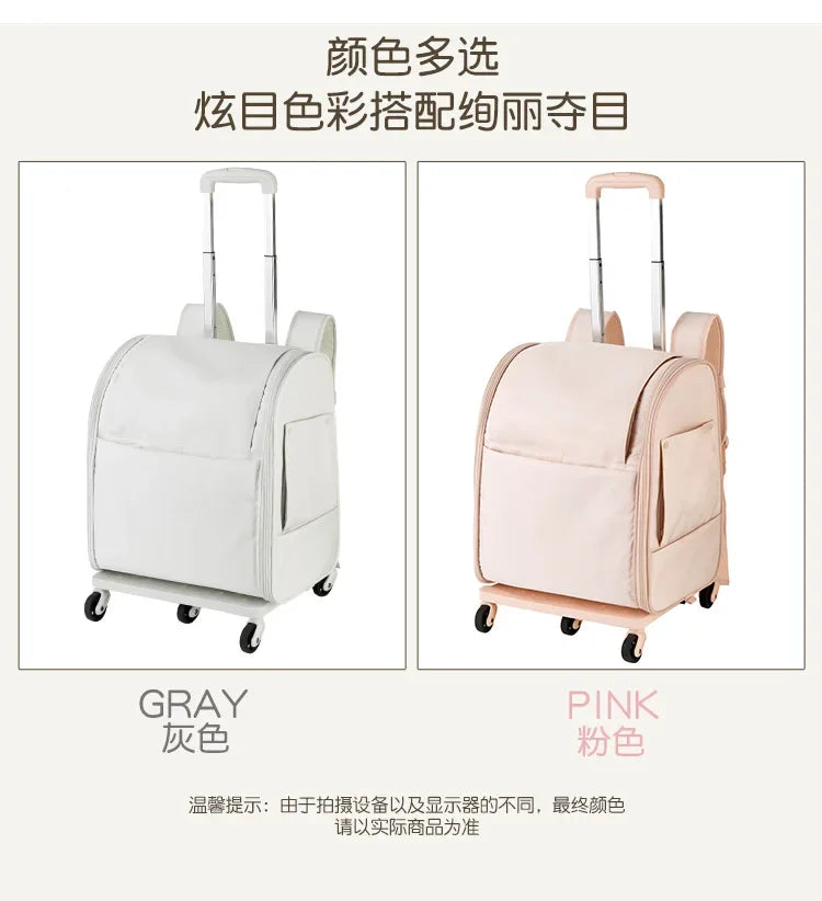 New Pet Trolley Bag Waterproof Oxford Cloth Cat Backpack Portable Foldable Lightweight Pet Trolley Case Dog Stroller Carrier