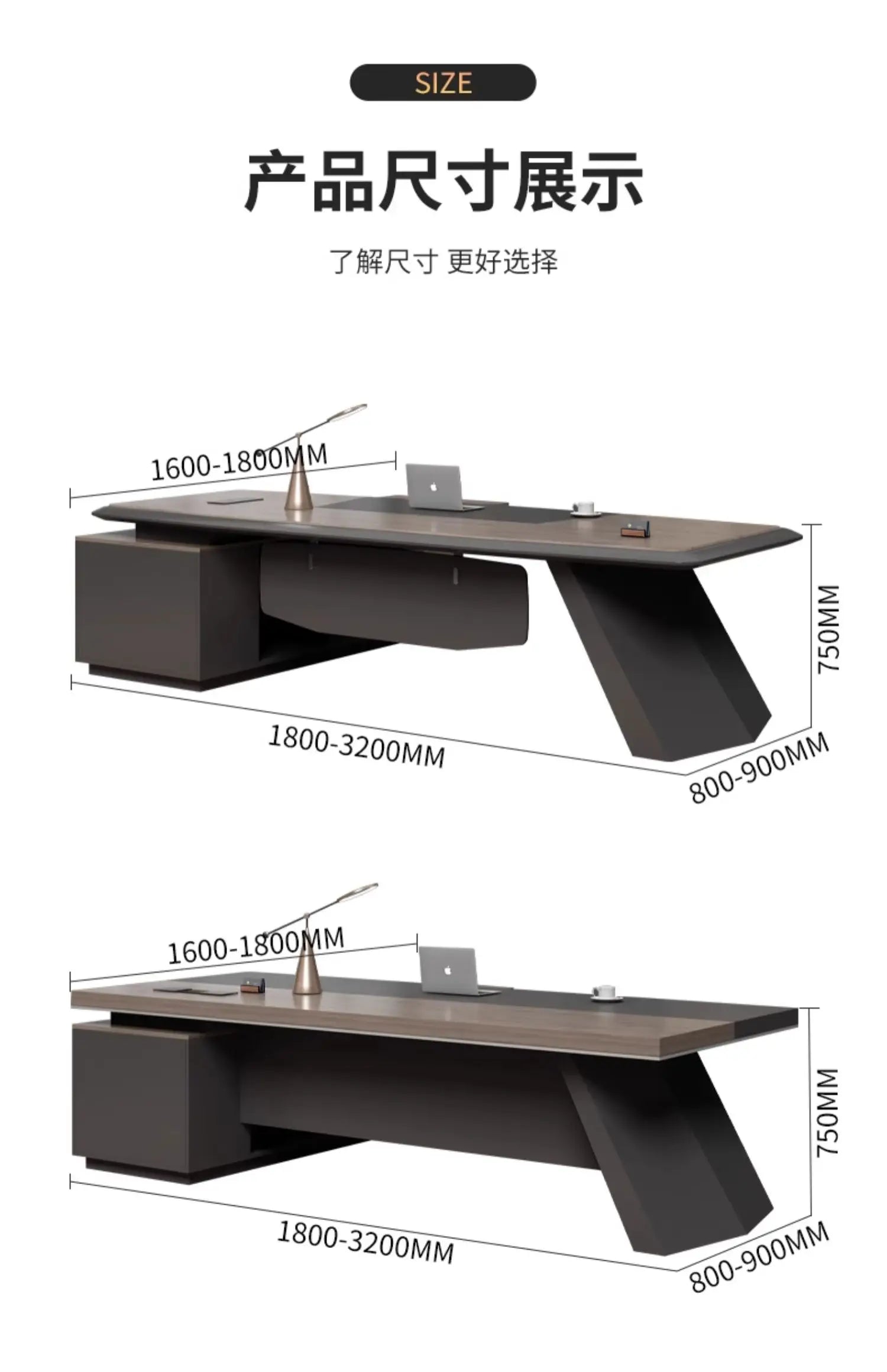 Executive Desk Office Setup Modern Design Wooden Surface Leadership Office Business Space Management Room