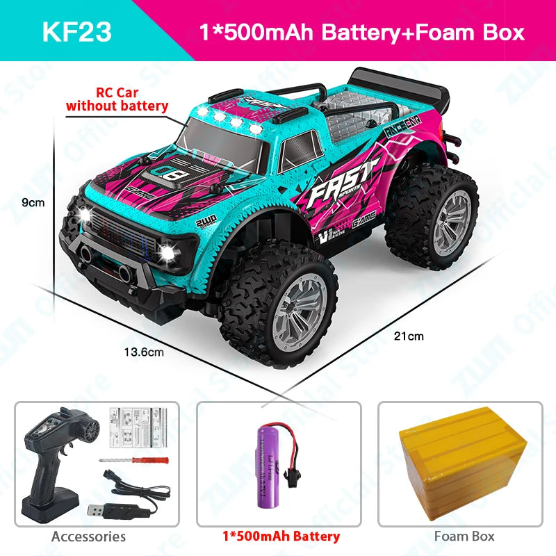 ZWN 1:16/1:20 2.4G Model RC Car With LED Light 2WD Off-road Remote Control Climbing Vehicle Outdoor Cars Toy Gifts for Kids