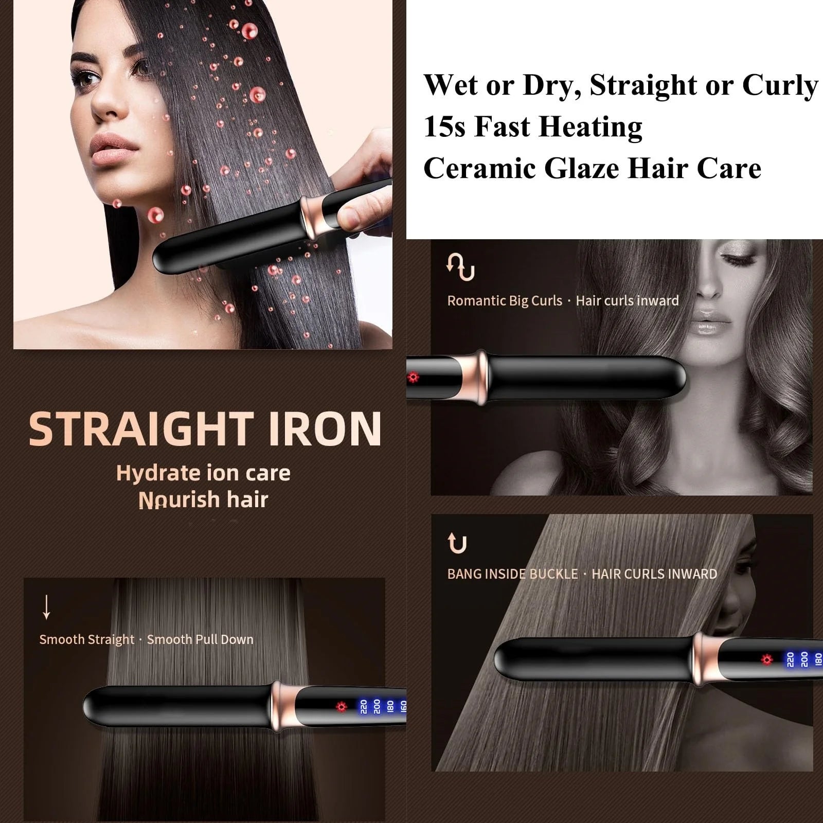 2025 Mini 2 in 1 Curling Iron & Hair Straightener, Dual-Purpose Ceramic Curling Iron for Daily Use & Travel