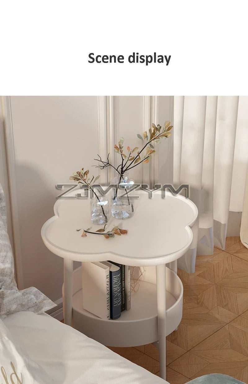 Bedside Table Cream Style Table Four Leaf Modern Minimalist Bedroom Sofa Side Cabinet Storage Table Small Coffee Table