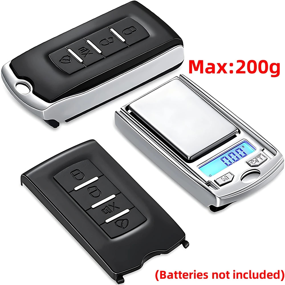 1Pc 200g 0.01g Precision Portable Car Key Shape Mini Digital Pocket Electronic Gram Scale with LCD Display and Batteries