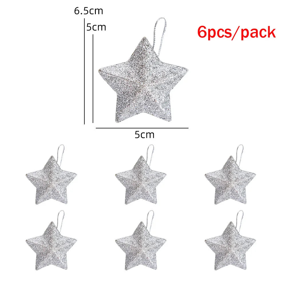 Christmas decoration pendant, Christmas tree decoration, golden three-dimensional star pendant