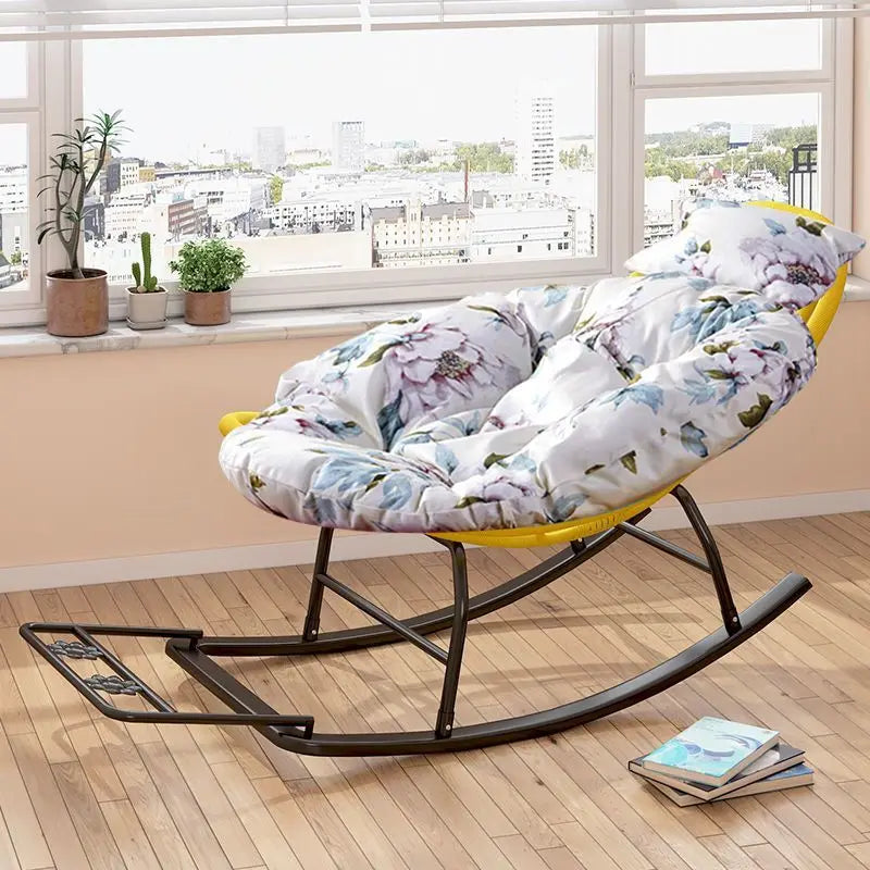 Rocking Recliner Garden Chair Widened Rocking Recliner Rattan Rainbow Rocking Chair Home Living Room Leisure Recliner