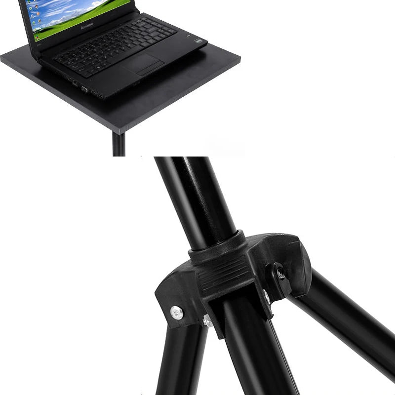 1.8M Portable Laptop Stand Floor Folding Computer Desk Adjustable Height Stable Tripod Speech Study Table for Bed Sofa Standing