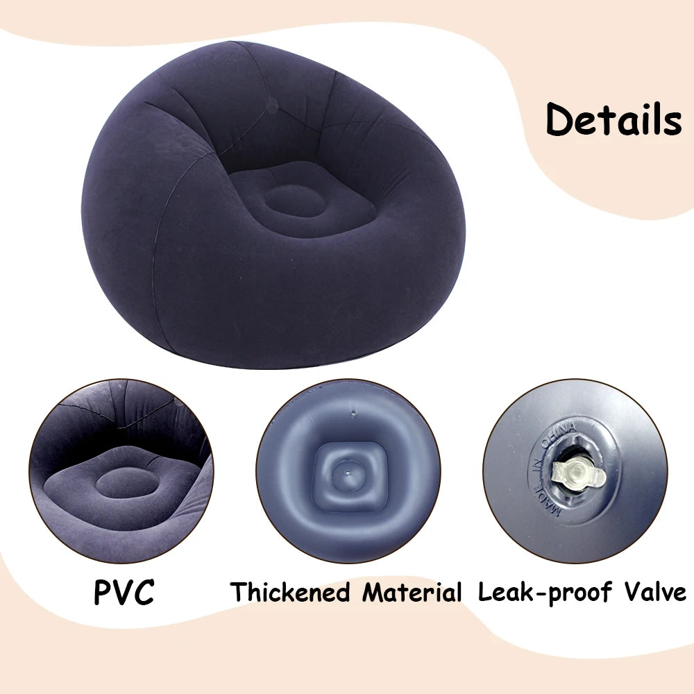 Inflatable Lazy Sofa Folding Portable Pvc Inflatable Air Chair for Living Room Outdoor Camping Convenient Beach Lounge Chair