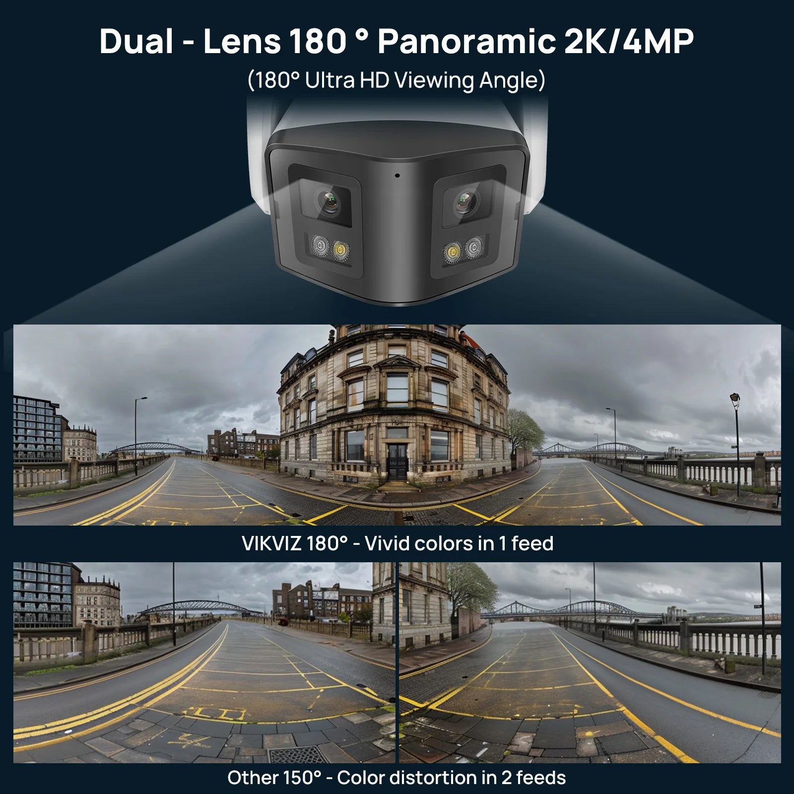 4K 8mp Dual 2.8mm lens 170° Panoramic IP Camera for Hikvision Compatible Motion Detection 2 way talk POE Security Camera CCTV