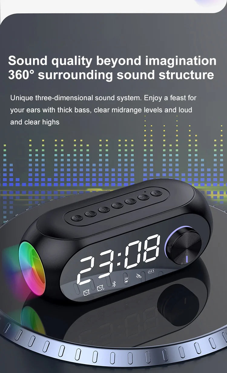 Alarm Clock Radio FM Bluetooth Speaker Portable Subwoofer Caixa De Som Sound Box Music Wireless Mini Woofers Bocina Lamp Column