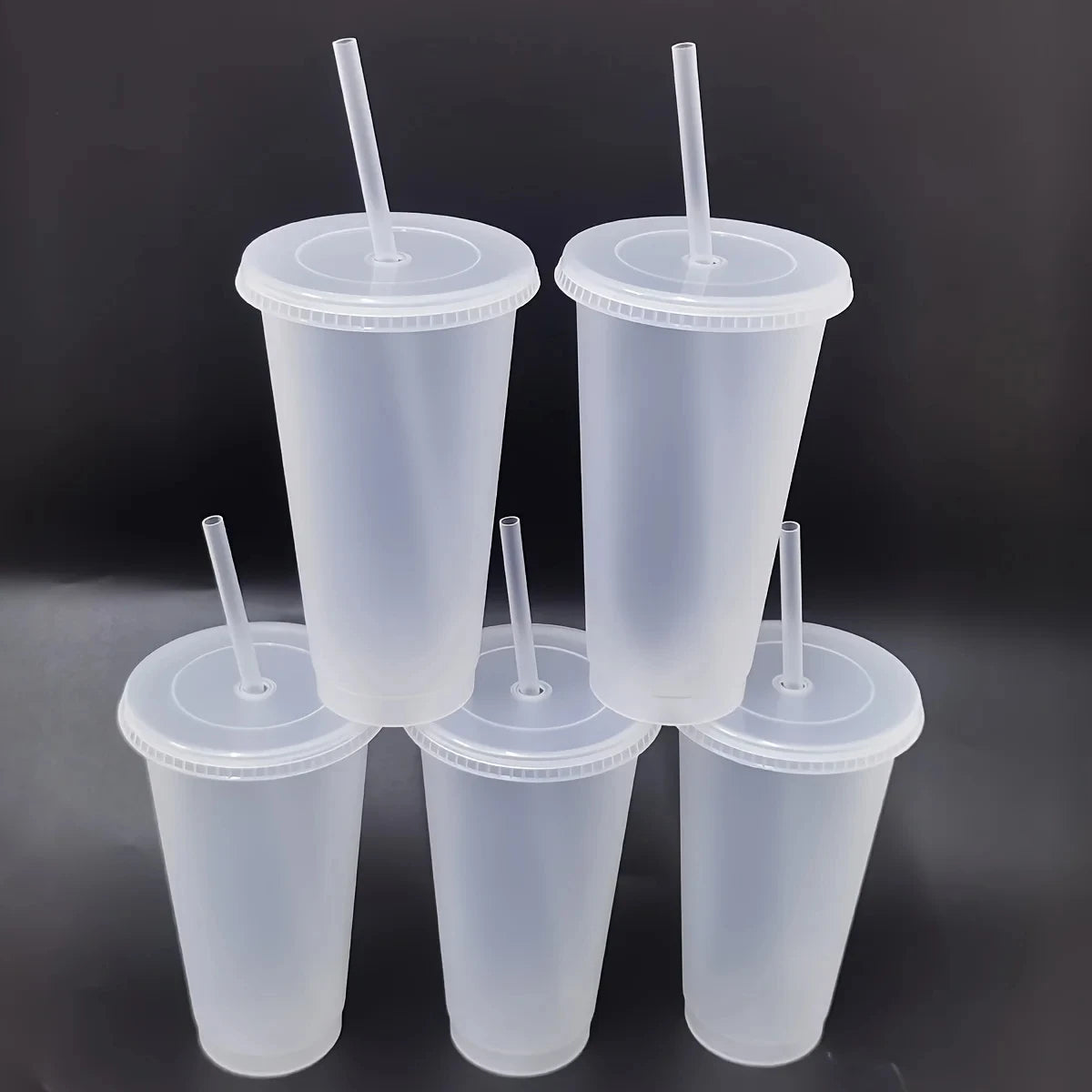 5/10pcs 24oz Tumblers With Lids And Straws Reusable Plastic Cups Iced Coffee Large Water Bottle Party Cold Mug Summer Drinkware