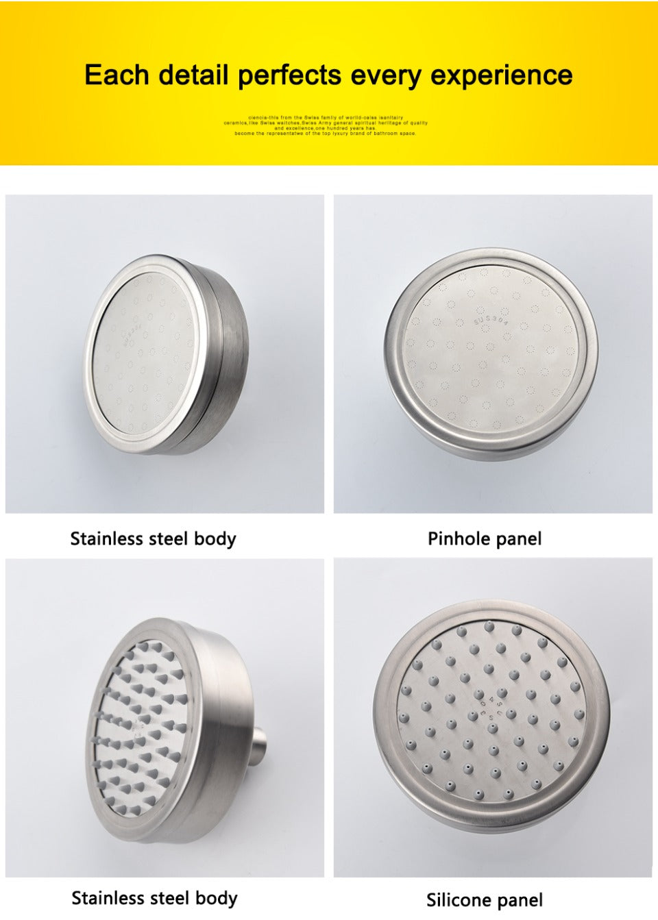 Rain Shower Head Boosting High Pressure High Flow Stainless Steel Rainfall Shower Head Adjustable Angles Bathroom Shower