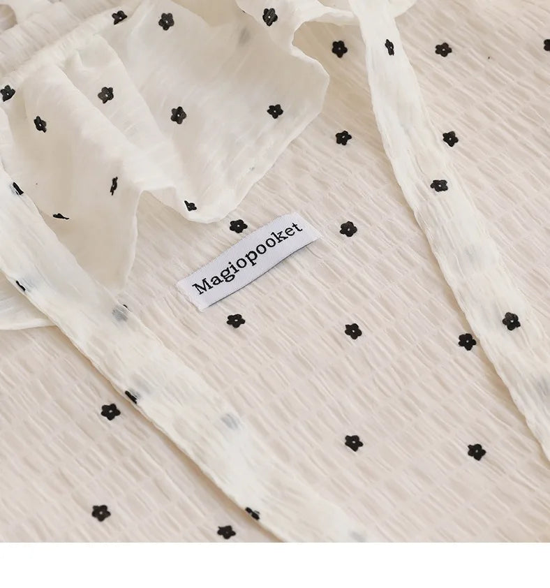 All-match Wave Point Chiffon Shoulder Bag Large Capacity Fairy Mesh Handbag Commuting Bag Korean Style Tote Bag Women