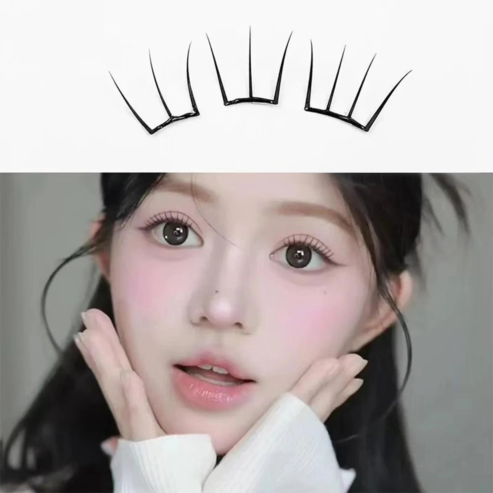 Self Adhesive DIY Lashes No Glue Needed Reusable Bottom Lash 5D Fluffy Cluster Eyelash Korean DIY Manga Lash Extension At Home