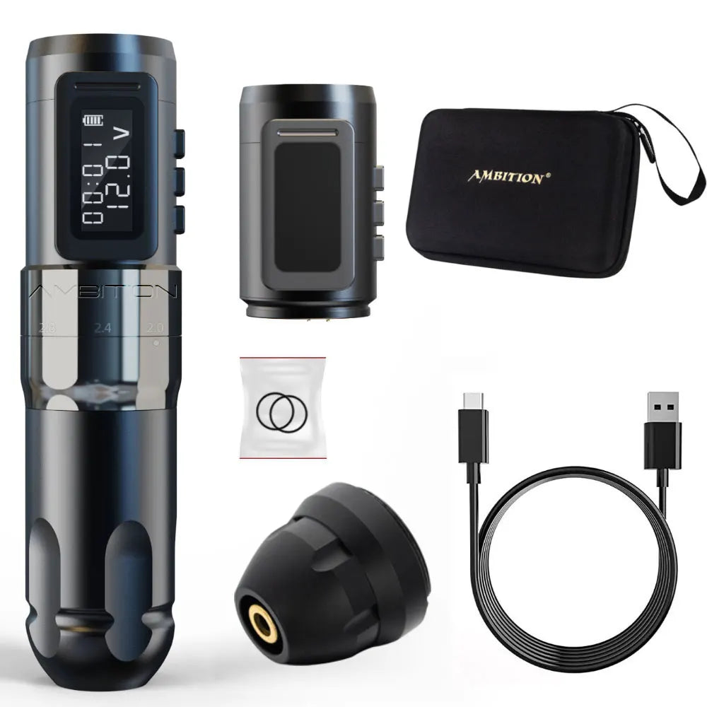 Ambition MARS-U Professional Wireless Tattoo Machine Pen Adjustable Stroke 2.2-4.2mm Cartridge 1800mAh Coreless Motor Tattoo Art