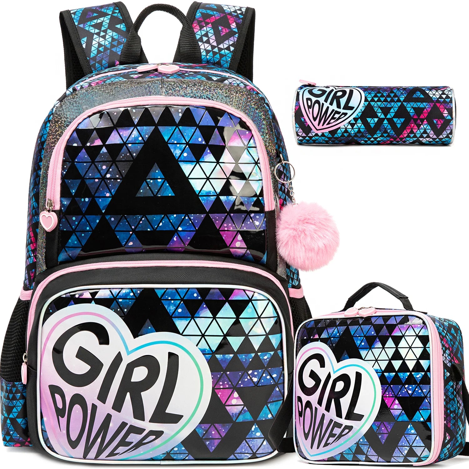 Backpack for Girls with Lunch Bag Pencil Case School Bags Sets for Boys 3pcs for Elementary Student Teen