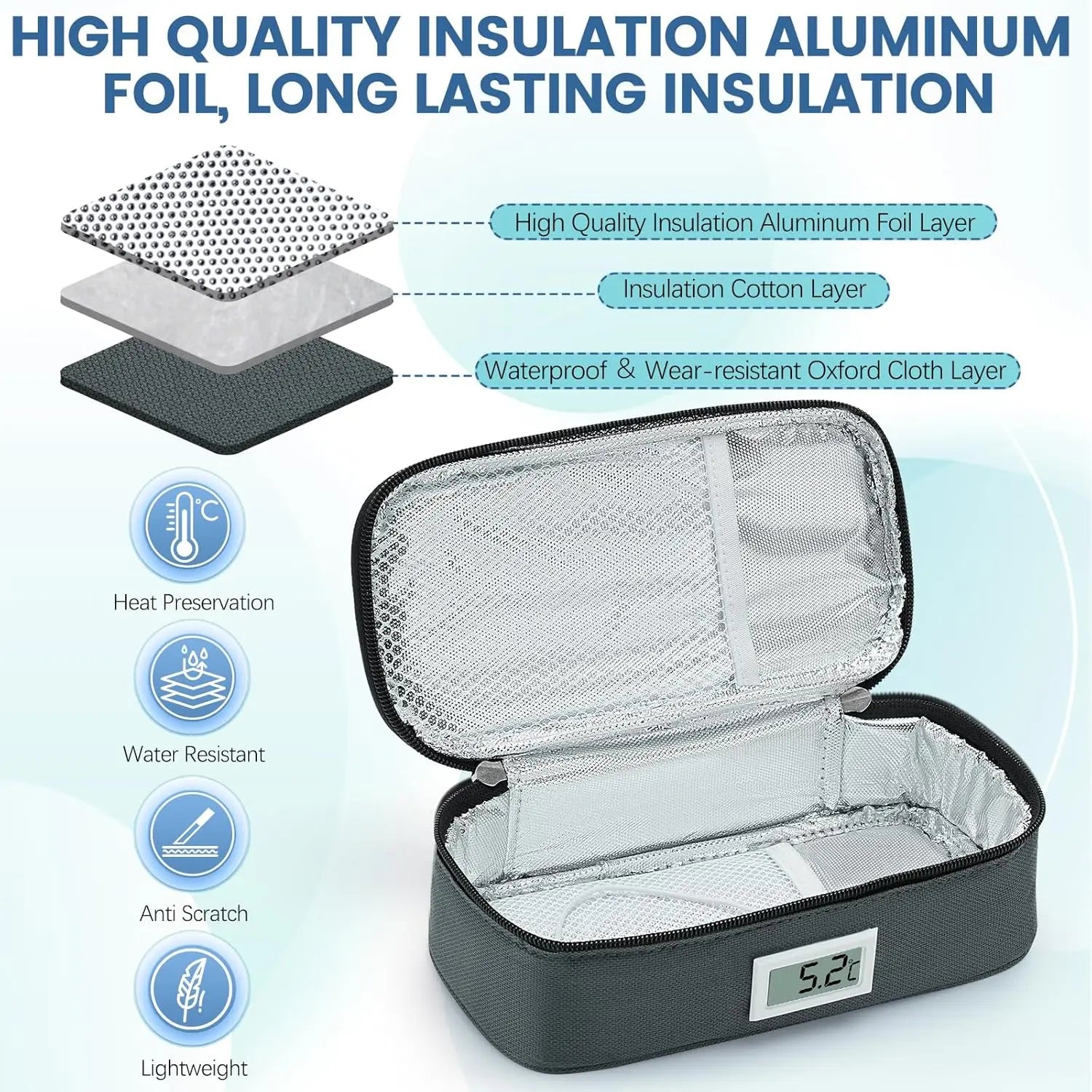 Insulin Refrigeration Small Refrigerator Convenient Medicine Refrigerator With 2 Ice Packs LED Temperature Display OutdoorTravel