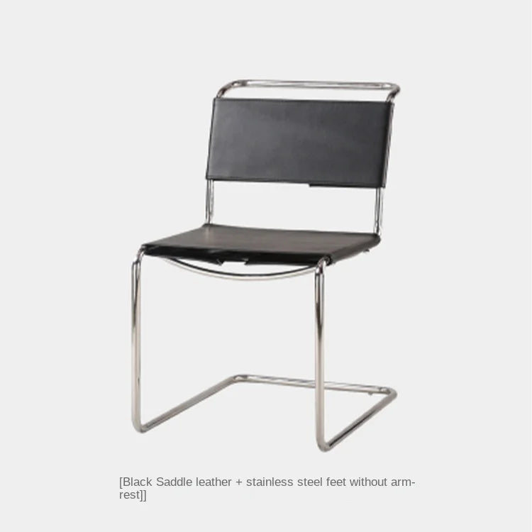 JOYLIVE Nordic Home Living Room Furniture Ins Wind Stainless Steel Pipe Chair Saddle Leather Back Seat Leisure Negotiation Chair