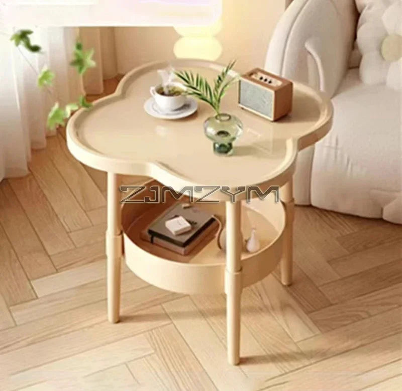 Bedside Table Cream Style Table Four Leaf Modern Minimalist Bedroom Sofa Side Cabinet Storage Table Small Coffee Table