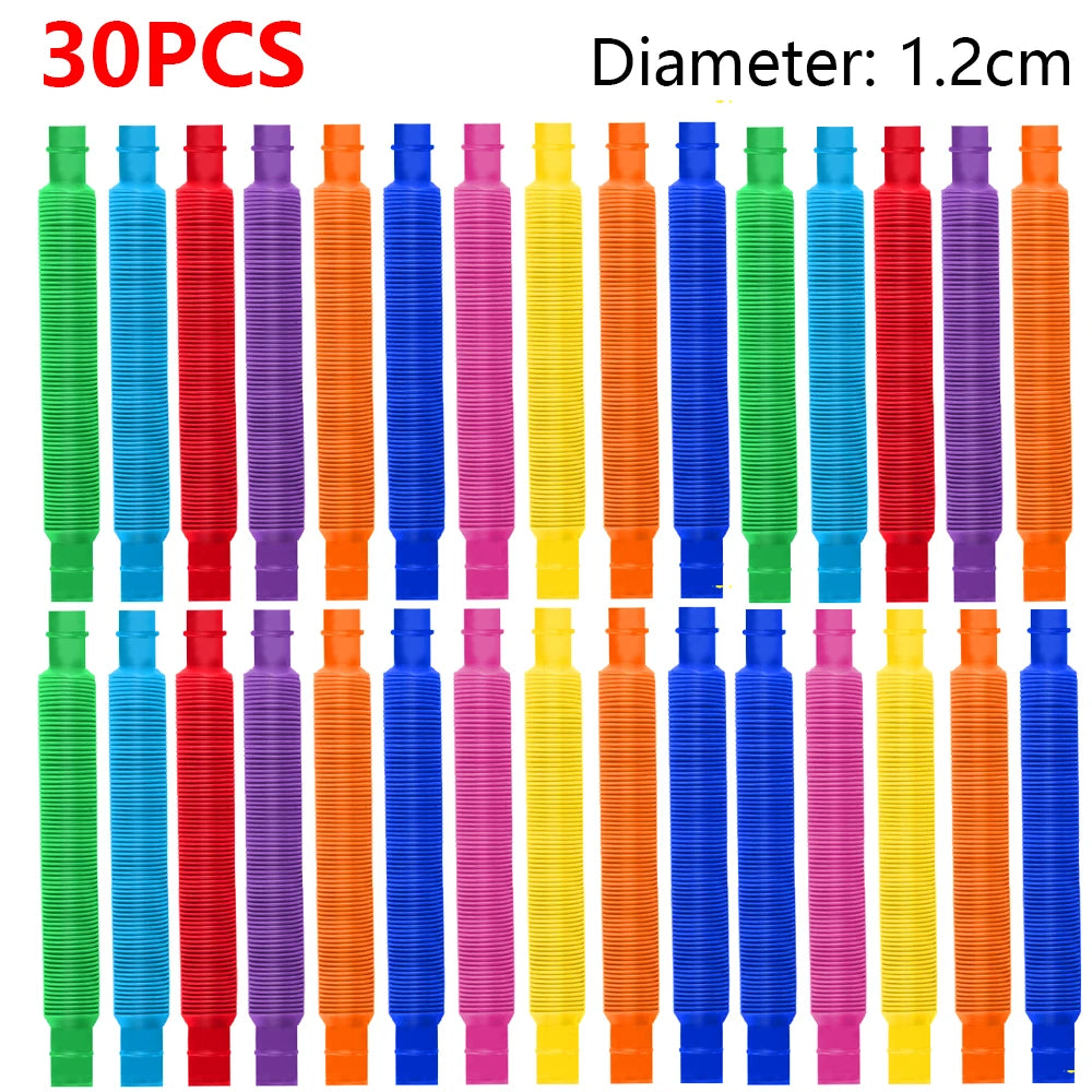 10Pcs Large Pop Tubes Fidget Toys Sensory Toy For Stress Anxiety Relief For Children Adults Learning Toys Toddlers Stretch Tubes