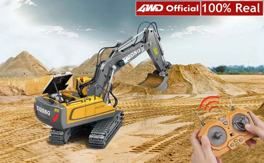 4WD Remote Control Excavator 4x4 Alloy Dump Truck Bulldozer Radio Model RC Car Construction Vehicle Toy Children Kids Gifts