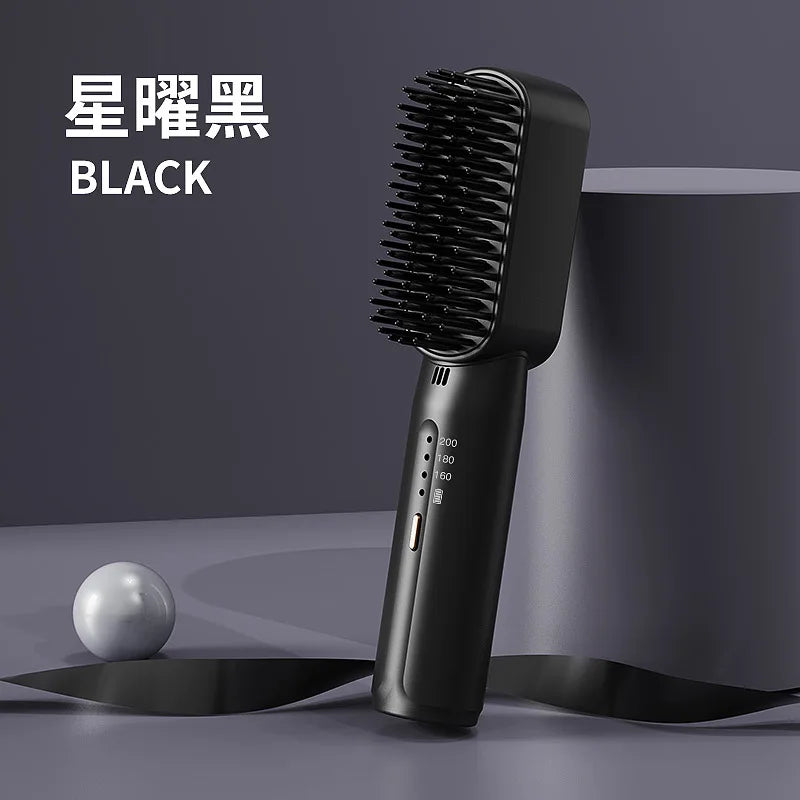 Wireless Hair Straightener Heating Negative Ion Straight Curling Hair Comb Rechargeable Anti-scalding Electric Hair Care Brushes
