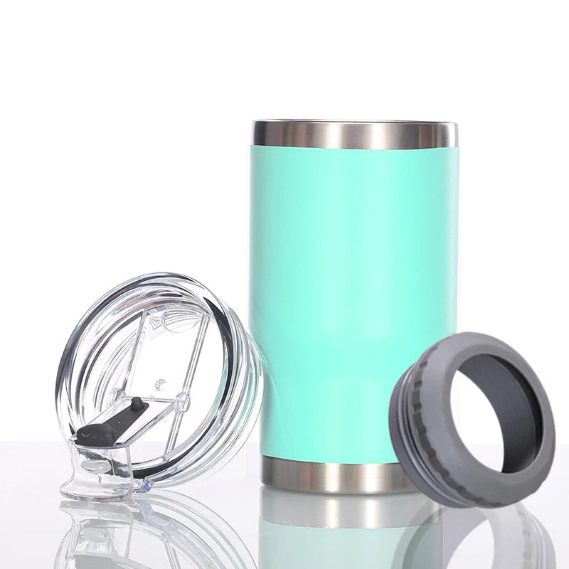 4 in 1 Can Cooler Tumbler for 12 Oz Cans, Slim Cans,and Bottles with Built-in Bottle Opener,Insulated Cool Summer Ice Bottle Cup